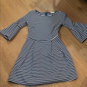 Altar'd State Navy and White Striped Asymmetrical Dress